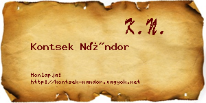 Kontsek Nándor névjegykártya